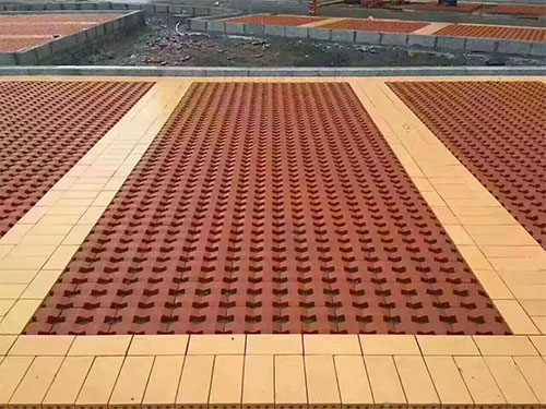 陶土井字砖铺贴效果图